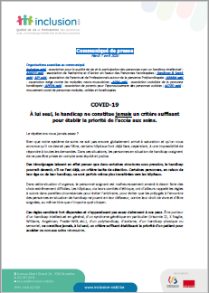 Communiqué de presse sur l’accès aux soins pour les personnes en situation de handicap